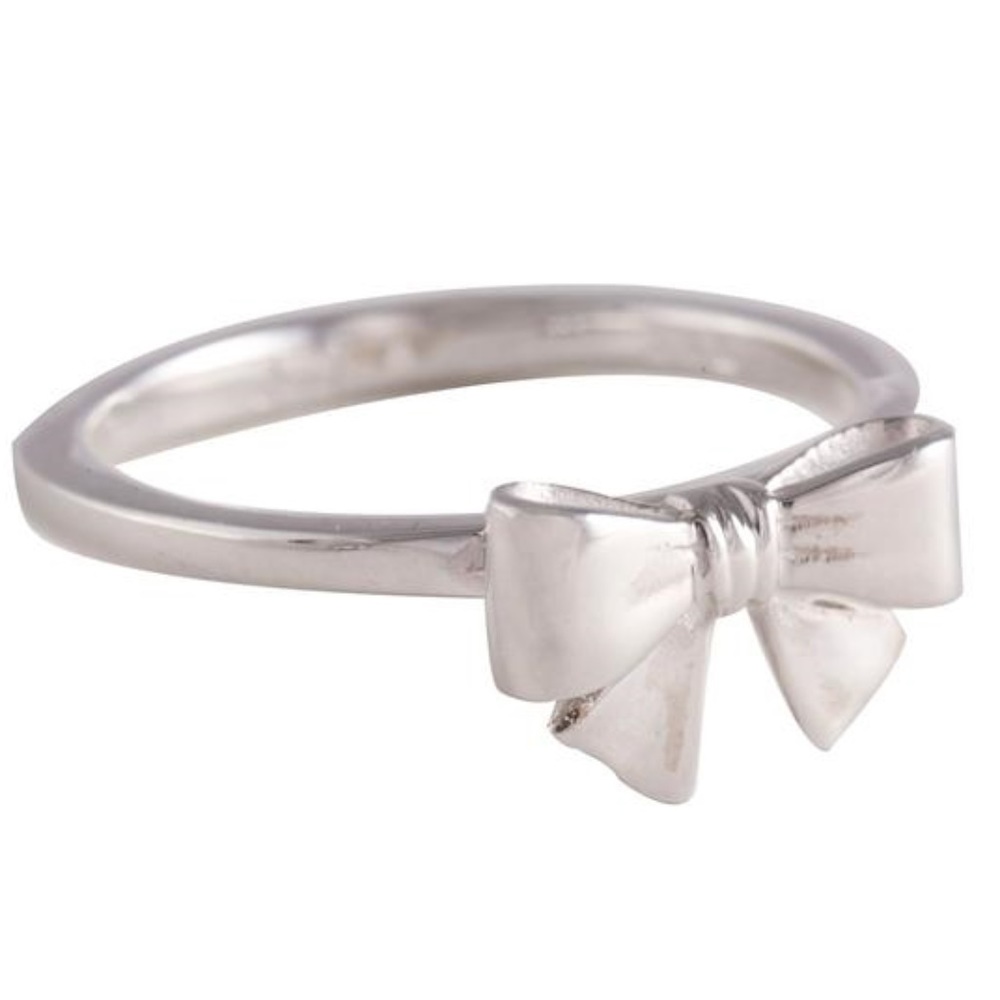 Simple Elegant Silver Bow Ring Size 5